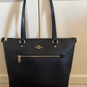 Coach Black Gallery Tote with Gold Accents